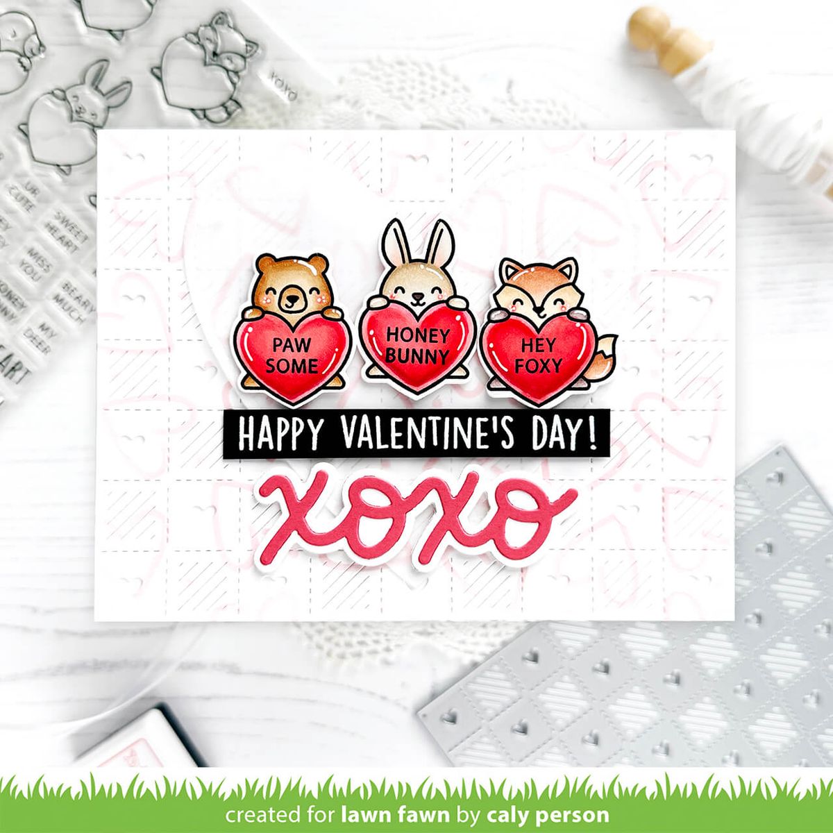 Lawn Fawn Critter Conversation Hearts Coloring Stencils