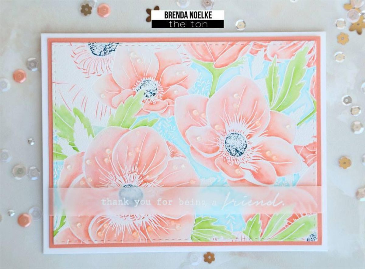 The Ton Anemone Garden Cling Background stamp