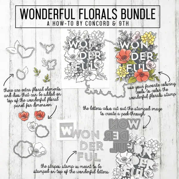 Bilde av Concord & 9th Wonderful Florals Stamp Set