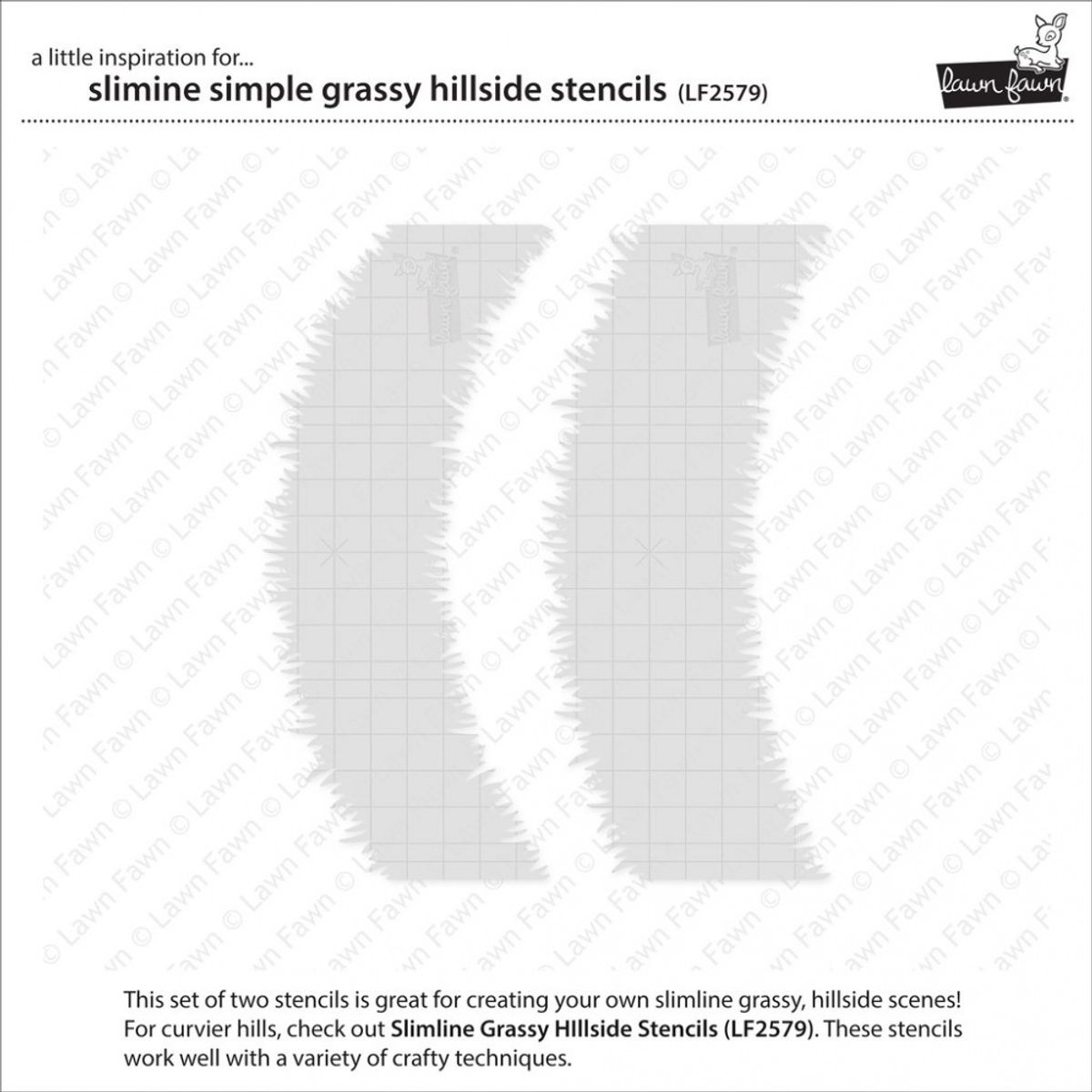Lawn Fawn Slimline Simple Grassy Hillside Stencils