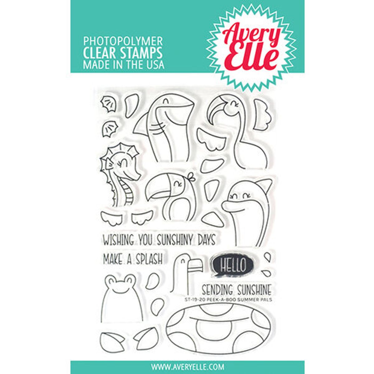 Avery Elle Peek-A-Boo Summer Pals Clear Stamps