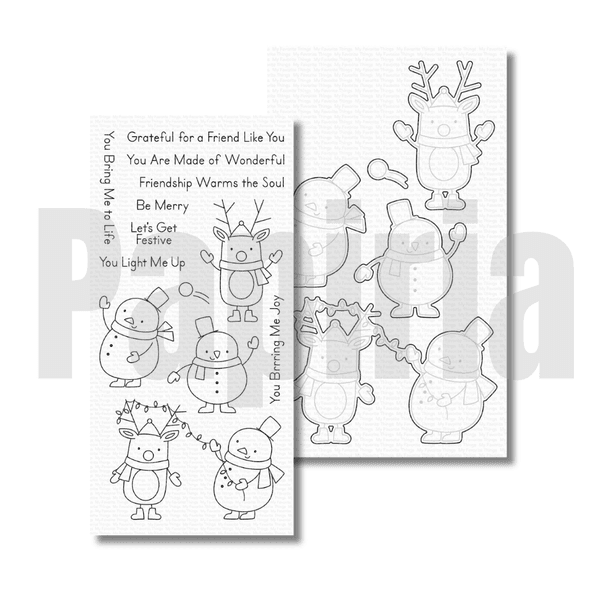 Hovedbilde MFT Festive Friends stamp and die set