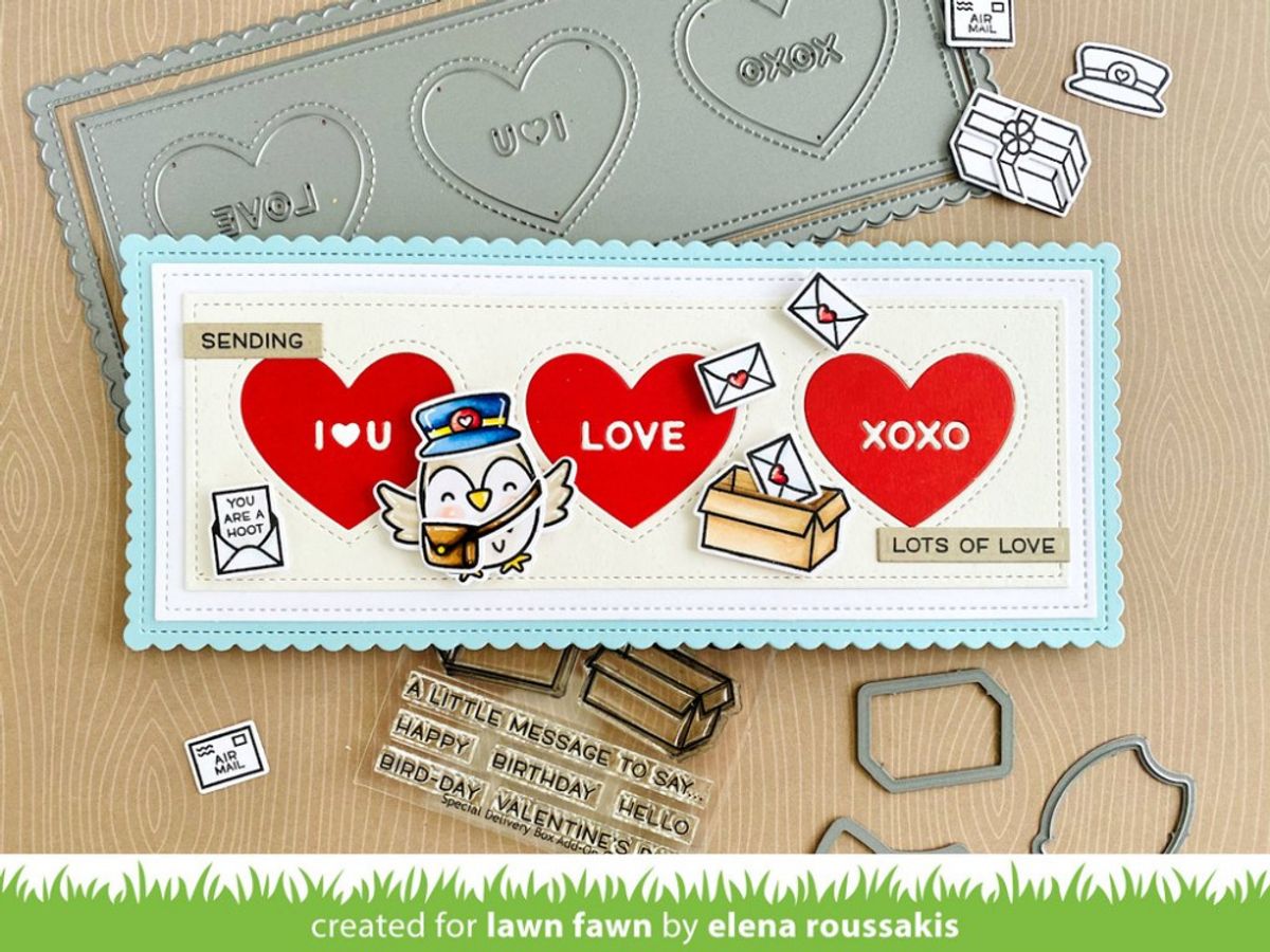 Lawn Fawn Scalloped Slimline with Hearts: Landscape Dies