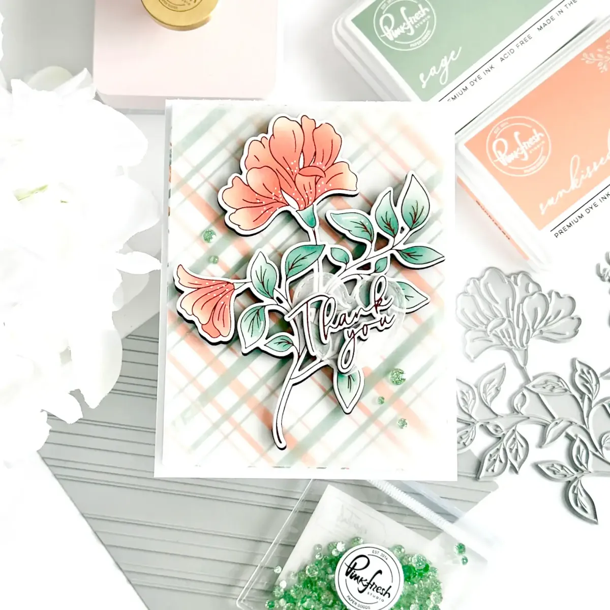 Pinkfresh Studio Diagonal Plaid Press Plate
