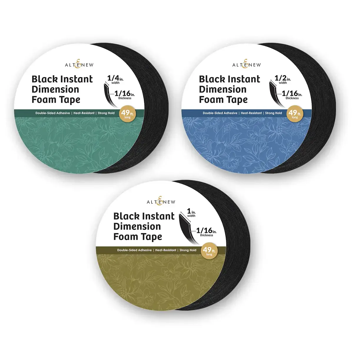 Black Instant Dimension Foam Tape 1/16