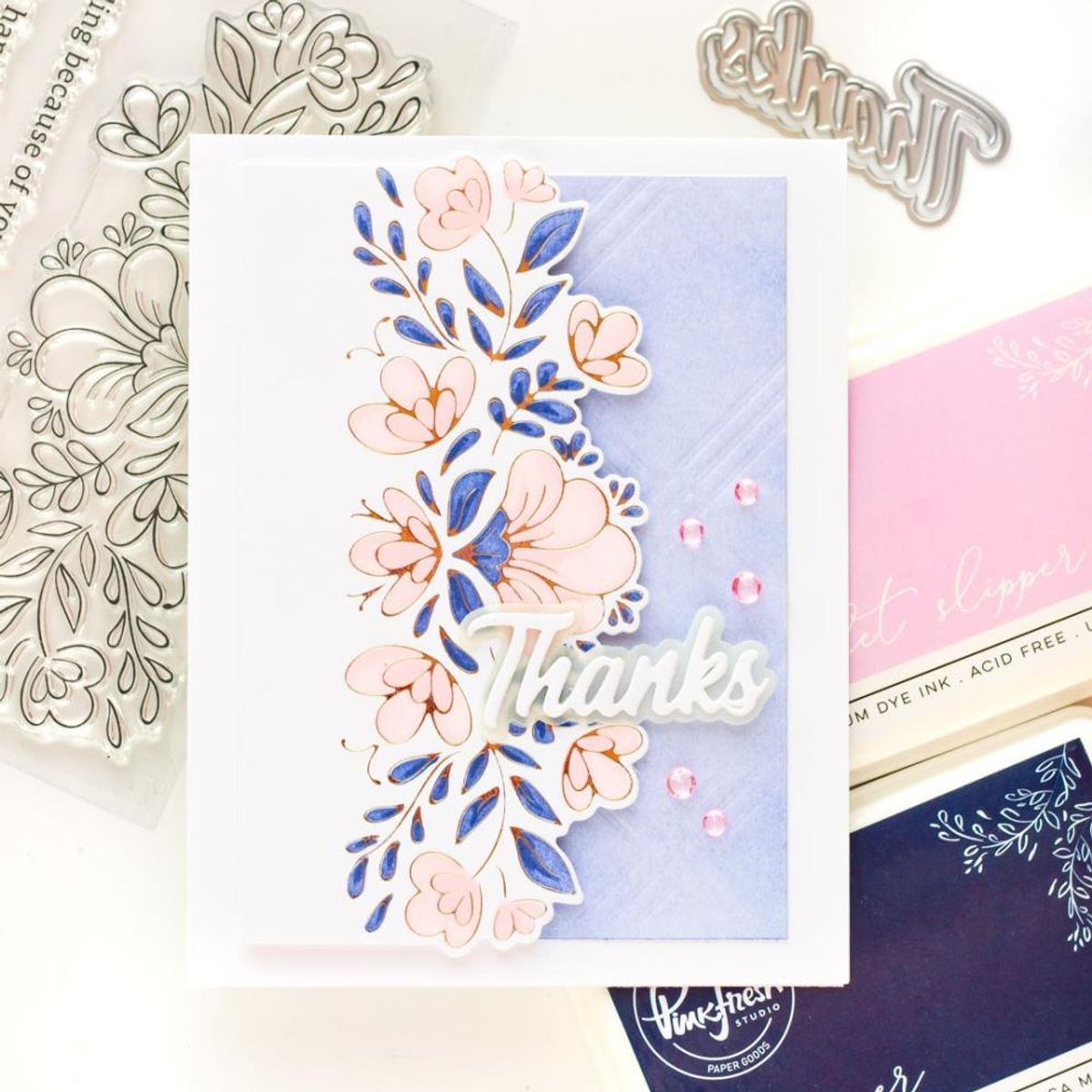 Pinkfresh Studio Charming Floral Border hot foil plate
