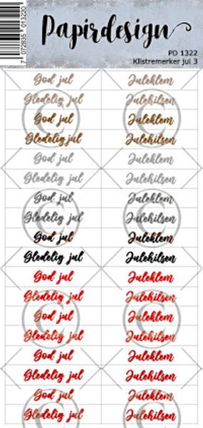 Hovedbilde Papirdesign Jul 3 klistremerker - hvit