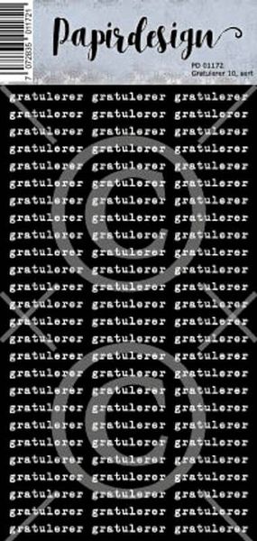 Hovedbilde Papirdesign Gratulerer 10, sort klistremerker