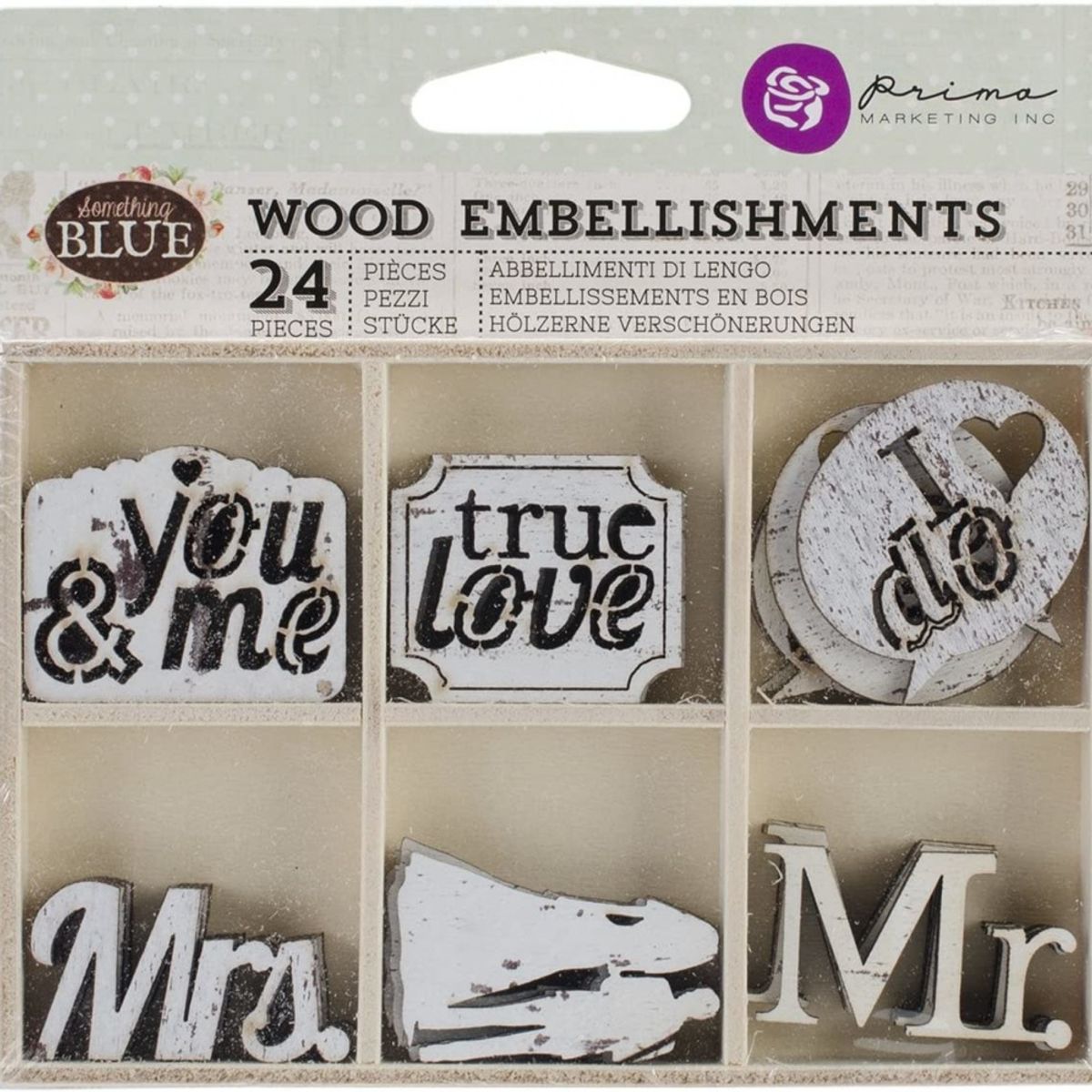 Prima Marketing Wood Embellishments - Something Blue