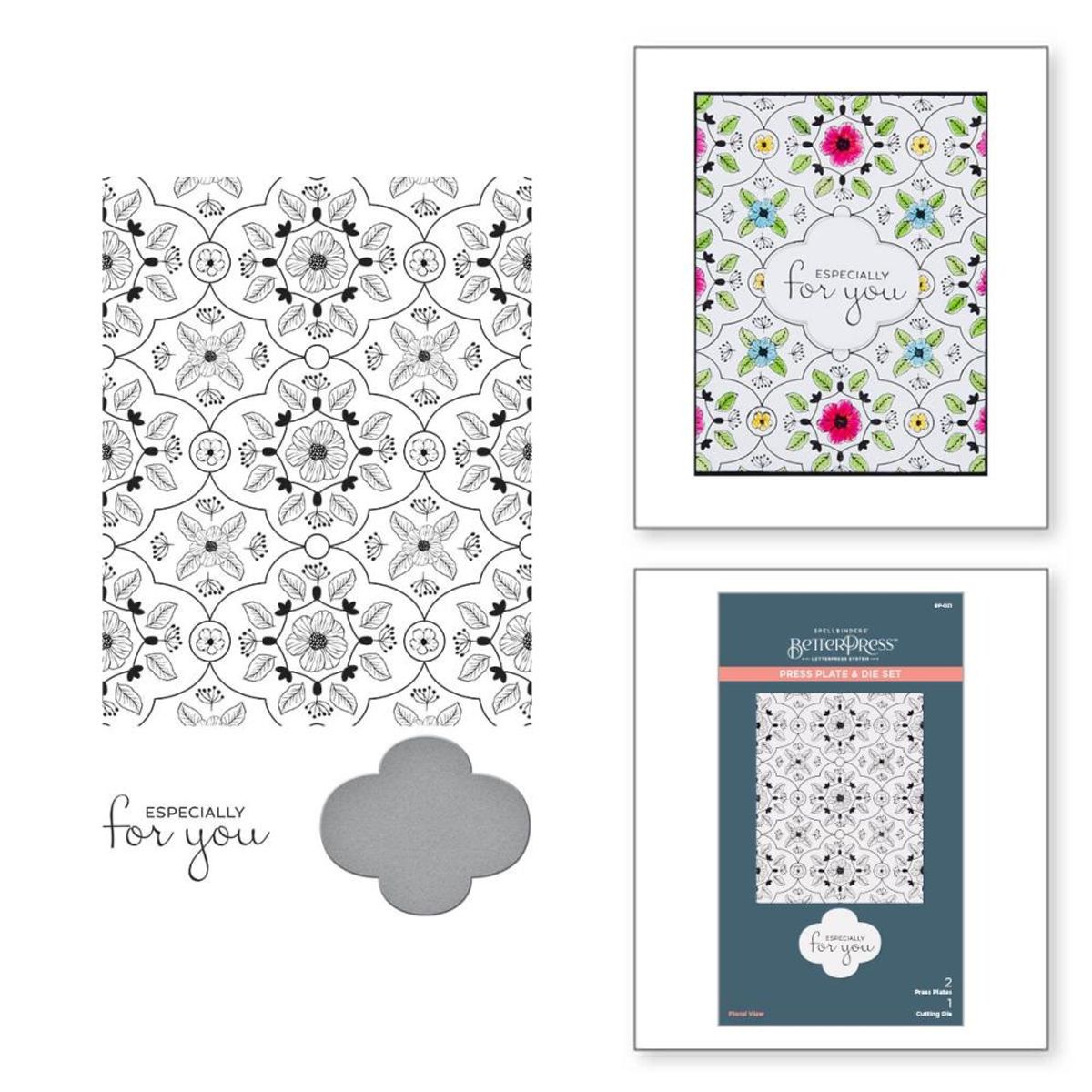 Spellbinders Floral View Press Plate & Die Set